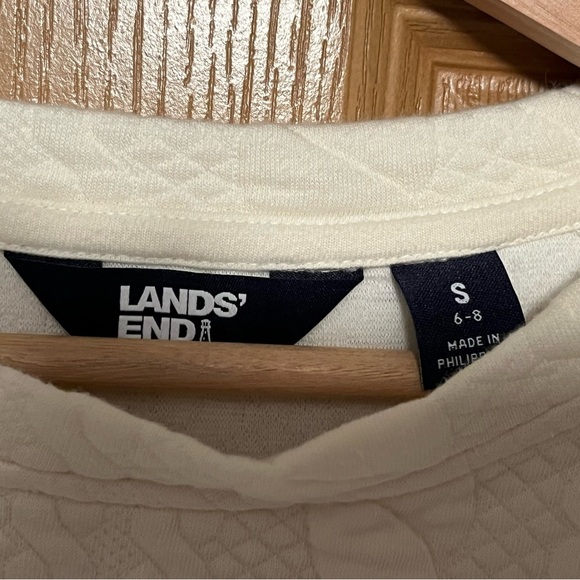 Lands' End Women's Oversized Quilted Cable Sweatshirt - Picture 6 of 10